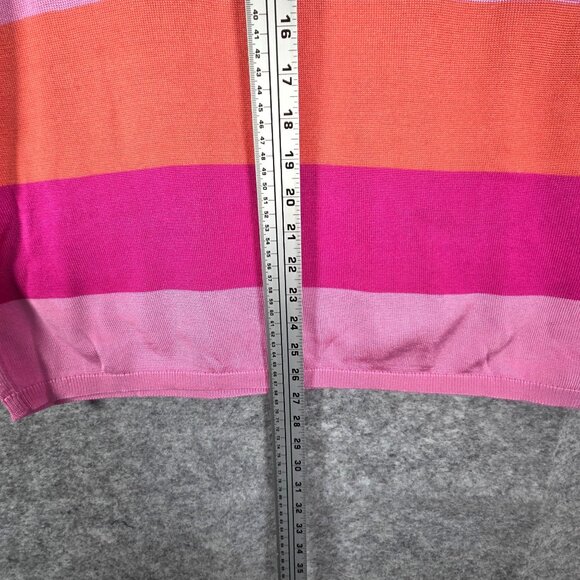 Lauren Ralph Lauren Sweater Sz 1X Colorblock Pink Orange Stripe 3/4 Sleeve Prep - Picture 4 of 7